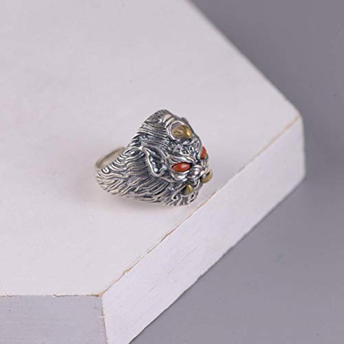WOZUIMEI Chinesischer Stil Ring Schmuck S925 Sterling Silber Ring Retro Männlich Ethnischen Stil Mode Thai Silber Mythical Beast Verstellbarer Spaltring Eingelegt Türkis Südrot AchatSüdroter Achat WOZUIMEI Chinesischer Stil Ring Schmuck S925 Sterling Silber Ring Retro Männlich Ethnischen Stil Mode Thai Silber Mythical Beast Verstellbarer Spaltring Eingelegt Türkis Südrot AchatSüdroter Achat von WOZUIMEI
