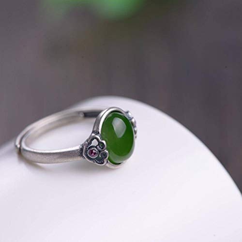 WOZUIMEI Chinesischer Stil Ring Schmuck S925 Sterling Silber Ring Retro Matte Thai Silber Ring Weibliche Simple Fashion Nephrite Jasper RingJaspis WOZUIMEI Chinesischer Stil Ring Schmuck S925 Sterling Silber Ring Retro Matte Thai Silber Ring Weibliche Simple Fashion Nephrite Jasper RingJaspis von WOZUIMEI