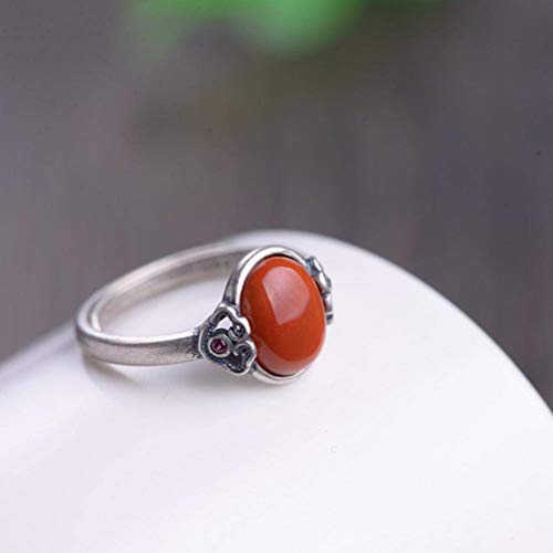 WOZUIMEI Chinesischer Stil Ring Schmuck S925 Sterling Silber Ring Retro Matte Thai Silber Ring Weibliche Simple Fashion Nephrite Jasper RingSüdroter Achat WOZUIMEI Chinesischer Stil Ring Schmuck S925 Sterling Silber Ring Retro Matte Thai Silber Ring Weibliche Simple Fashion Nephrite Jasper RingSüdroter Achat von WOZUIMEI