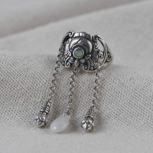 WOZUIMEI Chinesischer Stil Ring Schmuck S925 Sterling Silber Ring Retro Thai Silber Ethnischen Stil Verstellbarer Geteilter Ring Weibliche Fledermaus Quaste Zeigefinger RingEinstellbare Öffnung WOZUIMEI Chinesischer Stil Ring Schmuck S925 Sterling Silber Ring Retro Thai Silber Ethnischen Stil Verstellbarer Geteilter Ring Weibliche Fledermaus Quaste Zeigefinger RingEinstellbare Öffnung von WOZUIMEI