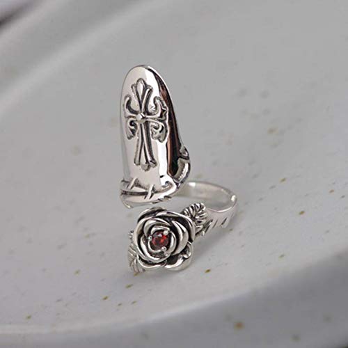 WOZUIMEI Chinesischer Stil Ring Schmuck S925 Sterling Silber Ring Retro Verzweifelt Thai Silber Ring Weibliche Mode Temperament Kleine Blume Gelenk Rüstung RingNägel WOZUIMEI Chinesischer Stil Ring Schmuck S925 Sterling Silber Ring Retro Verzweifelt Thai Silber Ring Weibliche Mode Temperament Kleine Blume Gelenk Rüstung RingNägel von WOZUIMEI