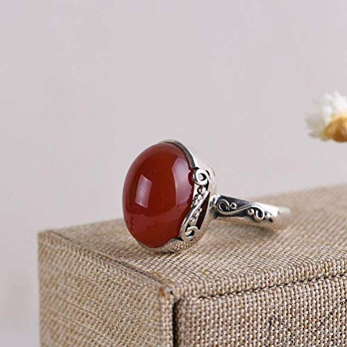 WOZUIMEI Chinesischer Stil Ring Schmuck S925 Sterling Silber Ring Retro Weibliche Mode Silber Torus Eingelegt Roten Achat Ring Thai Silber Temperament RingRing, 18.2 WOZUIMEI Chinesischer Stil Ring Schmuck S925 Sterling Silber Ring Retro Weibliche Mode Silber Torus Eingelegt Roten Achat Ring Thai Silber Temperament RingRing, 18.2 von WOZUIMEI
