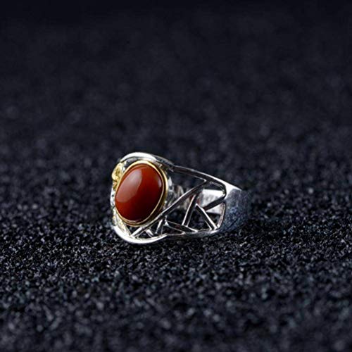 WOZUIMEI Chinesischer Stil Ring Schmuck S925 Sterling Silber Ring Schwimmende Gold Technologie Ring Weibliche Silber Eingelegt Süd Rot Achat Silber RingEinstellbare Öffnung WOZUIMEI Chinesischer Stil Ring Schmuck S925 Sterling Silber Ring Schwimmende Gold Technologie Ring Weibliche Silber Eingelegt Süd Rot Achat Silber RingEinstellbare Öffnung von WOZUIMEI