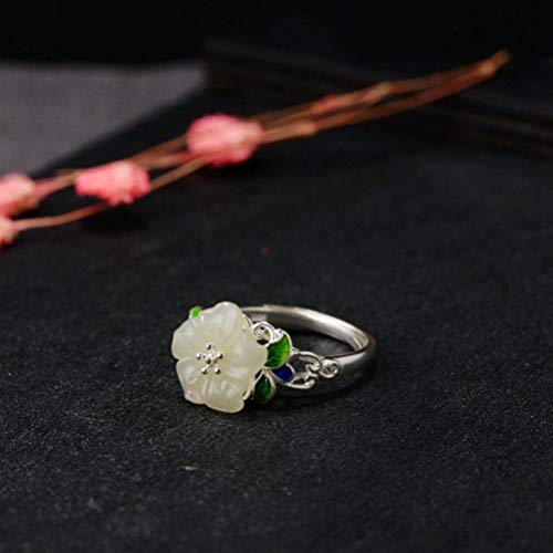 WOZUIMEI Chinesischer Stil Ring Schmuck S925 Sterling Silber Ring Vintage Cloisonne Ring Weibliche Thai Silber Nephrit Floret Emaillierung Verstellbarer SpaltringGrün WOZUIMEI Chinesischer Stil Ring Schmuck S925 Sterling Silber Ring Vintage Cloisonne Ring Weibliche Thai Silber Nephrit Floret Emaillierung Verstellbarer SpaltringGrün von WOZUIMEI