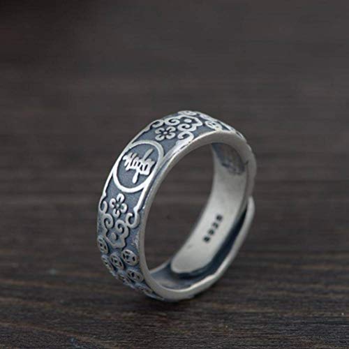 WOZUIMEI Chinesischer Stil Ring Schmuck S925 Sterling Silber Ring Vintage Distressed Thai Silber Zeigefinger Ring Weibliche Matte Chinesische Zeichen Geldmuster Silber RingRing WOZUIMEI Chinesischer Stil Ring Schmuck S925 Sterling Silber Ring Vintage Distressed Thai Silber Zeigefinger Ring Weibliche Matte Chinesische Zeichen Geldmuster Silber RingRing von WOZUIMEI