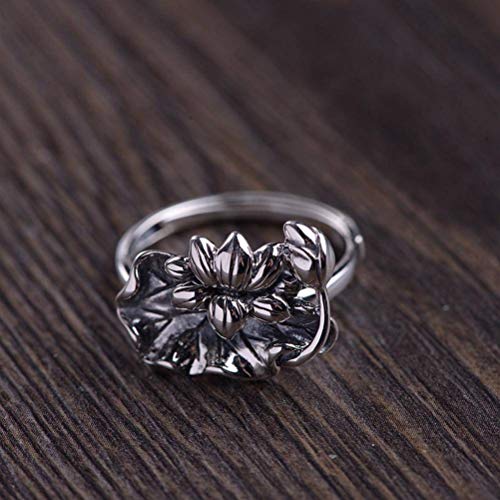 WOZUIMEI Chinesischer Stil Ring Schmuck S925 Sterling Silber Ring Vintage Handwerk Frau Mode Kunst Stil Lotus Verstellbarer Split Ring Thai Silber SchmuckRing WOZUIMEI Chinesischer Stil Ring Schmuck S925 Sterling Silber Ring Vintage Handwerk Frau Mode Kunst Stil Lotus Verstellbarer Split Ring Thai Silber SchmuckRing von WOZUIMEI