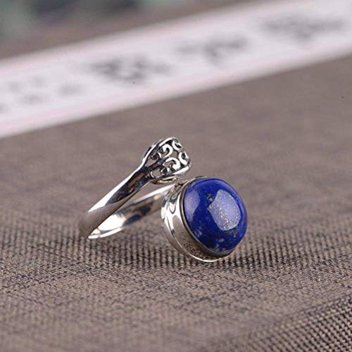 WOZUIMEI Chinesischer Stil Ring Schmuck S925 Sterling Silber Ring Vintage Handwerkskunst Verstellbarer Spaltring Thai Silber Eingelegt Lapislazuli Verstellbarer SpaltringEinstellbare Öffnung WOZUIMEI Chinesischer Stil Ring Schmuck S925 Sterling Silber Ring Vintage Handwerkskunst Verstellbarer Spaltring Thai Silber Eingelegt Lapislazuli Verstellbarer SpaltringEinstellbare Öffnung von WOZUIMEI