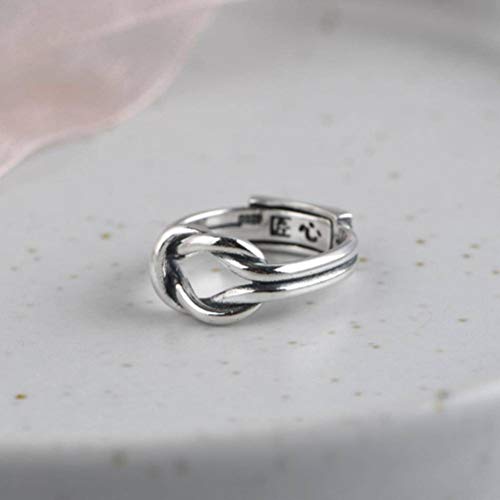 WOZUIMEI Chinesischer Stil Ring Schmuck S925 Sterling Silber Ring Vintage Thai Silber Ring Weibliche Mode Einfache Seil Knoten Verstellbarer Split Einfallsreichtum Silber RingRing WOZUIMEI Chinesischer Stil Ring Schmuck S925 Sterling Silber Ring Vintage Thai Silber Ring Weibliche Mode Einfache Seil Knoten Verstellbarer Split Einfallsreichtum Silber RingRing von WOZUIMEI