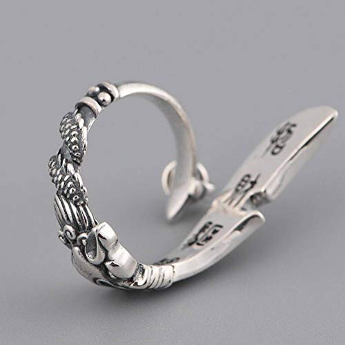 WOZUIMEI Chinesischer Stil Ring Schmuck S925 Sterling Silber Ring Vintage Thai Silber Weiblicher Ring Männlich Guan Yu Qinglong Yanyue Schwert Verstellbarer SpaltringEinstellbare Öffnung WOZUIMEI Chinesischer Stil Ring Schmuck S925 Sterling Silber Ring Vintage Thai Silber Weiblicher Ring Männlich Guan Yu Qinglong Yanyue Schwert Verstellbarer SpaltringEinstellbare Öffnung von WOZUIMEI