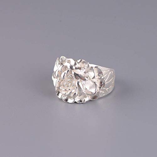 WOZUIMEI Chinesischer Stil Ring Schmuck S925 Sterling Silber Ring Weibliche Mode Temperament Geprägte Blume Pfingstrose Breites Gesicht Ring Schmuck RingRing, 17.2 WOZUIMEI Chinesischer Stil Ring Schmuck S925 Sterling Silber Ring Weibliche Mode Temperament Geprägte Blume Pfingstrose Breites Gesicht Ring Schmuck RingRing, 17.2 von WOZUIMEI