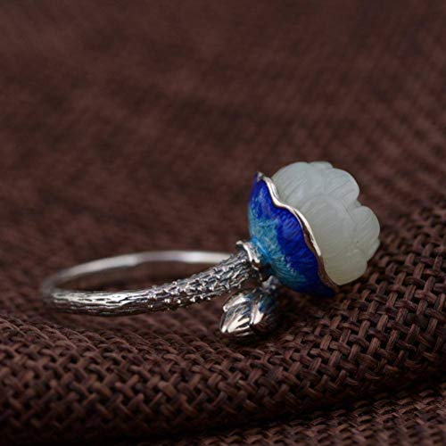 WOZUIMEI Chinesischer Stil Ring Schmuck Thai Silber S925 Sterling Silber Ring Antike Weibliche Nephrit Emaille RingNephrit WOZUIMEI Chinesischer Stil Ring Schmuck Thai Silber S925 Sterling Silber Ring Antike Weibliche Nephrit Emaille RingNephrit von WOZUIMEI