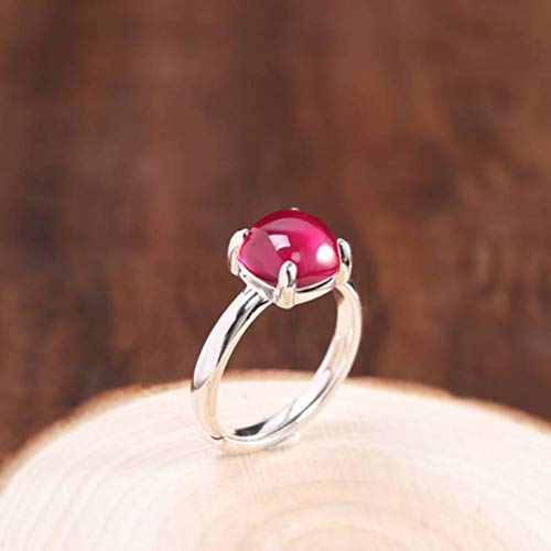 WOZUIMEI Chinesischer Stil Ringschmuck Accessoires Mode S925 Sterling Silber Ring Schmuck Dick Vergoldet Damen Vier Zinken Süd Rot Achat Ring EröffnungsdesignRoter Korund von WOZUIMEI