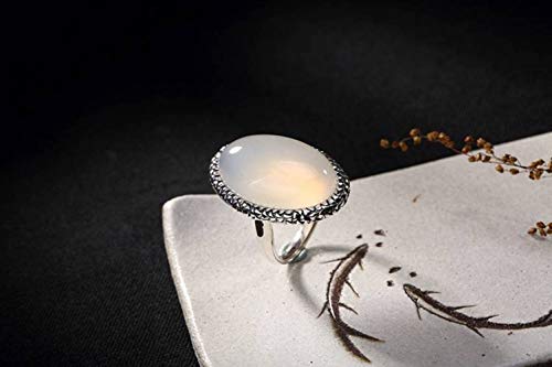 WOZUIMEI Chinesischer Stil Ringschmuck S925 Reiner Silber Ring Retro Weiß Gelb Chalcedon Einfache Persönlichkeit Atmosphäre Hochwertigen Offenen Ringweißer Chalcedon WOZUIMEI Chinesischer Stil Ringschmuck S925 Reiner Silber Ring Retro Weiß Gelb Chalcedon Einfache Persönlichkeit Atmosphäre Hochwertigen Offenen Ringweißer Chalcedon von WOZUIMEI