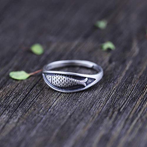 WOZUIMEI Chinesischer Stil Ringschmuck S925 Reiner Silber Ringschmuck Thai Silber Einfach Verstellbarer Stil Weiblicher Fischring Rein HandgemachtRing WOZUIMEI Chinesischer Stil Ringschmuck S925 Reiner Silber Ringschmuck Thai Silber Einfach Verstellbarer Stil Weiblicher Fischring Rein HandgemachtRing von WOZUIMEI