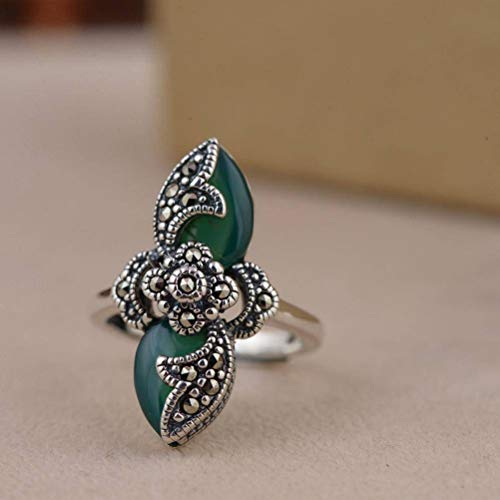 WOZUIMEI Chinesischer Stil Ringschmuck S925 Sterling Silber Ring Antik Thai Silber Ring Frau Eingelegt Markasit Achat Silber RingRing WOZUIMEI Chinesischer Stil Ringschmuck S925 Sterling Silber Ring Antik Thai Silber Ring Frau Eingelegt Markasit Achat Silber RingRing von WOZUIMEI