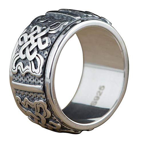 WOZUIMEI Chinesischer Stil Ringschmuck S925 Sterling Silber Ring Antik Thai Silber Ring Männlich Glückverheißender Chinesischer Knoten Rotierender ZeigefingerringRing, 20.7 WOZUIMEI Chinesischer Stil Ringschmuck S925 Sterling Silber Ring Antik Thai Silber Ring Männlich Glückverheißender Chinesischer Knoten Rotierender ZeigefingerringRing, 20.7 von WOZUIMEI
