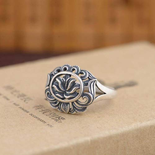 WOZUIMEI Chinesischer Stil Ringschmuck S925 Sterling Silber Ring Antike Weibliche Blume Reich Ring Matt Zeigefinger RingRing WOZUIMEI Chinesischer Stil Ringschmuck S925 Sterling Silber Ring Antike Weibliche Blume Reich Ring Matt Zeigefinger RingRing von WOZUIMEI