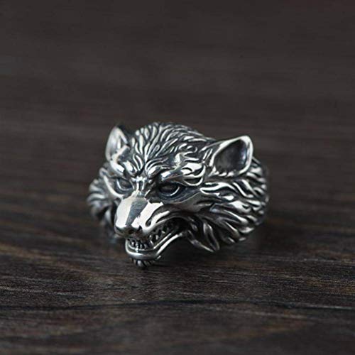 WOZUIMEI Chinesischer Stil Ringschmuck S925 Sterling Silber Ring Distressed Antiken Thai Silber Ring Männlich Dreidimensionalen Wolfskopf Verstellbarer Geteilter Zeigefinger SilberringWolfskopf WOZUIMEI Chinesischer Stil Ringschmuck S925 Sterling Silber Ring Distressed Antiken Thai Silber Ring Männlich Dreidimensionalen Wolfskopf Verstellbarer Geteilter Zeigefinger SilberringWolfskopf von WOZUIMEI