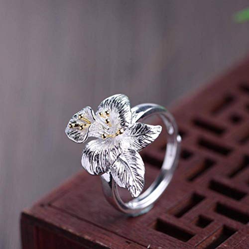 WOZUIMEI Chinesischer Stil Ringschmuck S925 Sterling Silber Ring Handwerk Frau Mode Literarischen Stil Kleine Blume Verstellbarer Split Ring SilberschmuckRing WOZUIMEI Chinesischer Stil Ringschmuck S925 Sterling Silber Ring Handwerk Frau Mode Literarischen Stil Kleine Blume Verstellbarer Split Ring SilberschmuckRing von WOZUIMEI