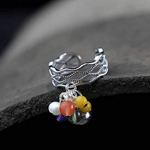 WOZUIMEI Chinesischer Stil Ringschmuck S925 Sterling Silber Ring Modeschmuck Eingelegt Edelstein Spitze Mesh DistressedRing WOZUIMEI Chinesischer Stil Ringschmuck S925 Sterling Silber Ring Modeschmuck Eingelegt Edelstein Spitze Mesh DistressedRing von WOZUIMEI