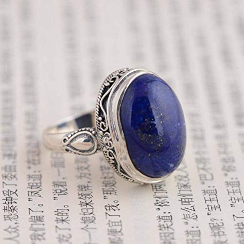 WOZUIMEI Chinesischer Stil Ringschmuck S925 Sterling Silber Ring Retro Handwerker Set Lapislazuli Ring Einfache ModeRing, 17.5 WOZUIMEI Chinesischer Stil Ringschmuck S925 Sterling Silber Ring Retro Handwerker Set Lapislazuli Ring Einfache ModeRing, 17.5 von WOZUIMEI