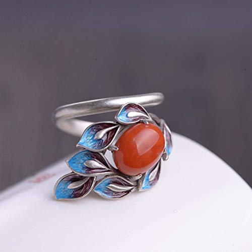 WOZUIMEI Chinesischer Stil Ringschmuck S925 Sterling Silber Ring Retro Handwerkskunst Emaillierung Jasper South Rot Achat Ring Thai Silber SchmuckSüdroter Achat WOZUIMEI Chinesischer Stil Ringschmuck S925 Sterling Silber Ring Retro Handwerkskunst Emaillierung Jasper South Rot Achat Ring Thai Silber SchmuckSüdroter Achat von WOZUIMEI