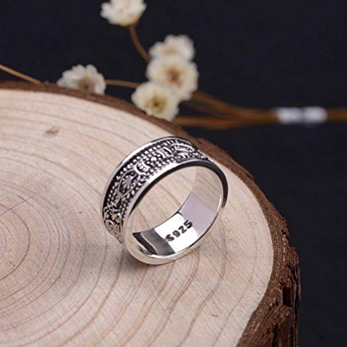WOZUIMEI Chinesischer Stil Ringschmuck S925 Sterling Silber Ring Retro Männer und Frauen Thai Silber Buddhistisches Ritual Instrument Sicherer Vajra Stößel RingRing, 18.8 von WOZUIMEI