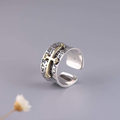 WOZUIMEI Chinesischer Stil Ringschmuck S925 Sterling Silber Ring Retro Männliche Mode Thai Silber Kreuz Breiten Ring Weiblichen Buchstaben RingGroß WOZUIMEI Chinesischer Stil Ringschmuck S925 Sterling Silber Ring Retro Männliche Mode Thai Silber Kreuz Breiten Ring Weiblichen Buchstaben RingGroß von WOZUIMEI
