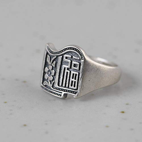 WOZUIMEI Chinesischer Stil Ringschmuck S925 Sterling Silber Ring Retro Verzweifelt Matt Gebogen Zeigefinger Ring Männer und Frauen Thai Silber Segen Silber RingEinstellbare Öffnung WOZUIMEI Chinesischer Stil Ringschmuck S925 Sterling Silber Ring Retro Verzweifelt Matt Gebogen Zeigefinger Ring Männer und Frauen Thai Silber Segen Silber RingEinstellbare Öffnung von WOZUIMEI