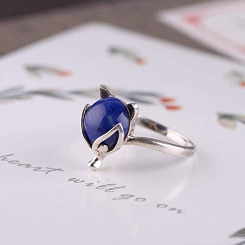 WOZUIMEI Chinesischer Stil Ringschmuck S925 Sterling Silber Ring Retro Weibliche Mode Einfachen Fuchs Kopf mit Lapislazuli Ring FingerringRing, 16.9 WOZUIMEI Chinesischer Stil Ringschmuck S925 Sterling Silber Ring Retro Weibliche Mode Einfachen Fuchs Kopf mit Lapislazuli Ring FingerringRing, 16.9 von WOZUIMEI