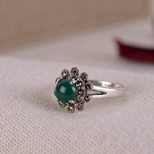 WOZUIMEI Chinesischer Stil Ringschmuck S925 Sterling Silber Ring Retro Weibliche Mode Silber Torus Eingelegt Rot Grün Achat Ring Thai Silber Ringgrüner Achat, 18.5 WOZUIMEI Chinesischer Stil Ringschmuck S925 Sterling Silber Ring Retro Weibliche Mode Silber Torus Eingelegt Rot Grün Achat Ring Thai Silber Ringgrüner Achat, 18.5 von WOZUIMEI