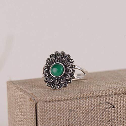 WOZUIMEI Chinesischer Stil Ringschmuck S925 Sterling Silber Ring Retro Weibliche Mode Thai Silber Torus Eingelegt Achat Markasit RingRing, 16.6 WOZUIMEI Chinesischer Stil Ringschmuck S925 Sterling Silber Ring Retro Weibliche Mode Thai Silber Torus Eingelegt Achat Markasit RingRing, 16.6 von WOZUIMEI