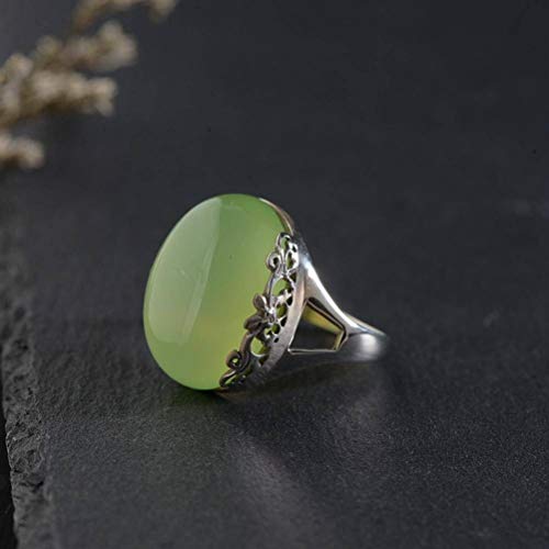 WOZUIMEI Chinesischer Stil Ringschmuck S925 Sterling Silber Ring Retro Weibliche Mosaik Licht Chrysopras Atmosphärische Mode Ring Thai SilberRing, 18.5 WOZUIMEI Chinesischer Stil Ringschmuck S925 Sterling Silber Ring Retro Weibliche Mosaik Licht Chrysopras Atmosphärische Mode Ring Thai SilberRing, 18.5 von WOZUIMEI