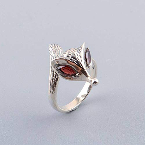 WOZUIMEI Chinesischer Stil Ringschmuck S925 Sterling Silber Ring Thai Silber Handwerk Eingelegt Jacinth Einfache Mode Weiblichen Fuchs RingRing, 16.9 WOZUIMEI Chinesischer Stil Ringschmuck S925 Sterling Silber Ring Thai Silber Handwerk Eingelegt Jacinth Einfache Mode Weiblichen Fuchs RingRing, 16.9 von WOZUIMEI