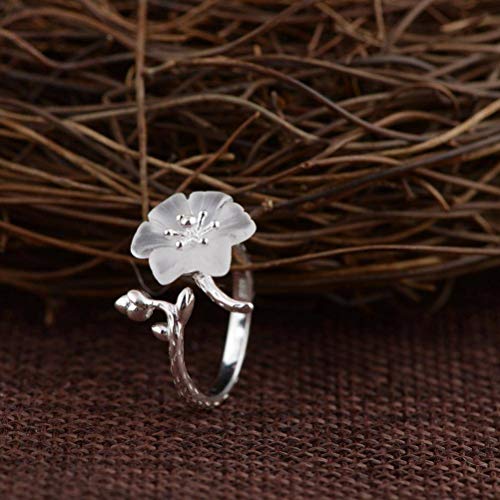 WOZUIMEI Chinesischer Stil Ringschmuck S925 Sterling Silber Ring Verstellbarer Split Ring Damenmode Birne Blume Kristall Blume Silber RingRing WOZUIMEI Chinesischer Stil Ringschmuck S925 Sterling Silber Ring Verstellbarer Split Ring Damenmode Birne Blume Kristall Blume Silber RingRing von WOZUIMEI