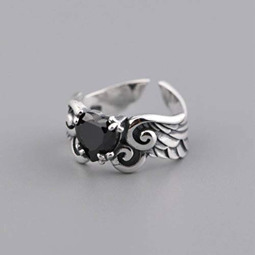 WOZUIMEI Chinesischer Stil Ringschmuck S925 Sterling Silber Ring Vintage Distressed Thai Silber Ring Weibliche Mode Flügel Feder Pfirsich Herz Zirkon RingRing WOZUIMEI Chinesischer Stil Ringschmuck S925 Sterling Silber Ring Vintage Distressed Thai Silber Ring Weibliche Mode Flügel Feder Pfirsich Herz Zirkon RingRing von WOZUIMEI