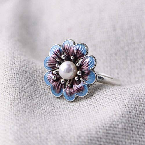 WOZUIMEI Chinesischer Stil Ringschmuck S925 Sterling Silber Ring Vintage Emaillierung Verstellbarer Geteilter Ring Weibliche Cloisonne Thai Silber Eingelegte Perle Zeigefinger RingPerle WOZUIMEI Chinesischer Stil Ringschmuck S925 Sterling Silber Ring Vintage Emaillierung Verstellbarer Geteilter Ring Weibliche Cloisonne Thai Silber Eingelegte Perle Zeigefinger RingPerle von WOZUIMEI