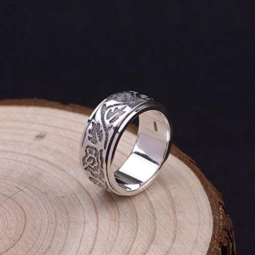 WOZUIMEI Chinesischer Stil Ringschmuck S925 Sterling Silber Ring Vintage Handwerk Silber Ring Männer und Frauen Thai Silber Rose Blume Drehbaren RingRing, 18.8 WOZUIMEI Chinesischer Stil Ringschmuck S925 Sterling Silber Ring Vintage Handwerk Silber Ring Männer und Frauen Thai Silber Rose Blume Drehbaren RingRing, 18.8 von WOZUIMEI
