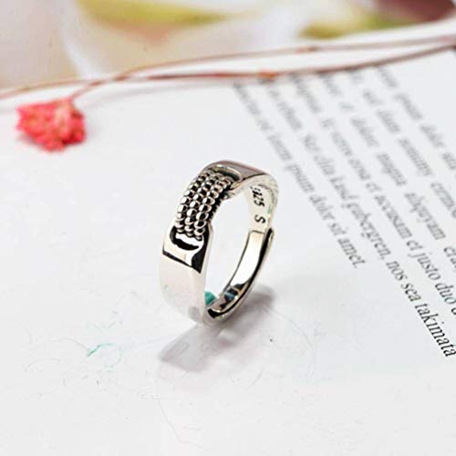 WOZUIMEI Chinesischer Stil Ringschmuck S925 Sterling Silber Ring Vintage Handwerk Weiblich Verstellbare Split Mode Einfachen Ring Thai SilberRing, 17.8-18.5 WOZUIMEI Chinesischer Stil Ringschmuck S925 Sterling Silber Ring Vintage Handwerk Weiblich Verstellbare Split Mode Einfachen Ring Thai SilberRing, 17.8-18.5 von WOZUIMEI
