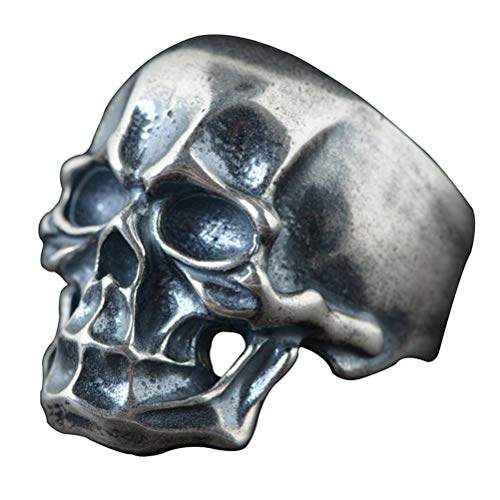 WOZUIMEI Chinesischer Stil Ringschmuck S925 Sterling Silber Ring Vintage Thai Silber Bastelring Einstellbare Geteilte Männliche Schädelform Schmuck Silber RingEinstellbare Öffnung WOZUIMEI Chinesischer Stil Ringschmuck S925 Sterling Silber Ring Vintage Thai Silber Bastelring Einstellbare Geteilte Männliche Schädelform Schmuck Silber RingEinstellbare Öffnung von WOZUIMEI
