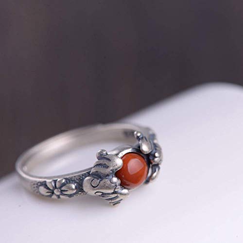 WOZUIMEI Chinesischer Stil Ringschmuck S925 Sterling Silber Ring Vintage Thai Silber Chinesischer Stil Weiblicher Segen vor Dem Fledermaus South Red Achat RingRing WOZUIMEI Chinesischer Stil Ringschmuck S925 Sterling Silber Ring Vintage Thai Silber Chinesischer Stil Weiblicher Segen vor Dem Fledermaus South Red Achat RingRing von WOZUIMEI