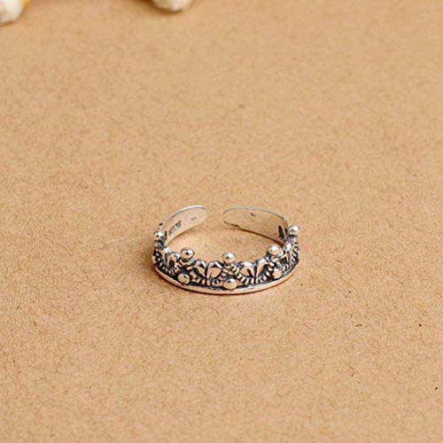 WOZUIMEI Chinesischer Stil Ringschmuck S925 Sterling Silber Ring Vintage Thai Silber Handwerk Ring Weibliche Einfache Mode Kronenform Silber RingEinstellbare Öffnung WOZUIMEI Chinesischer Stil Ringschmuck S925 Sterling Silber Ring Vintage Thai Silber Handwerk Ring Weibliche Einfache Mode Kronenform Silber RingEinstellbare Öffnung von WOZUIMEI