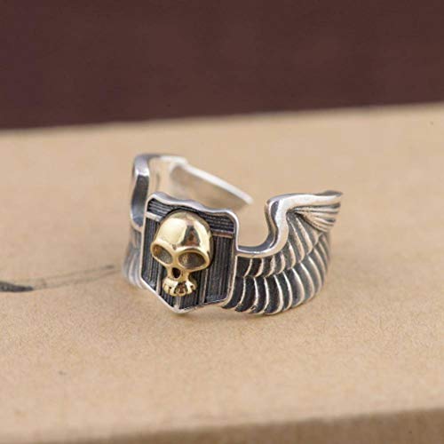 WOZUIMEI Chinesischer Stil Ringschmuck S925 Sterling Silber Ring Vintage Thai Silber Handwerk Verstellbare Geteilte Schädelform Silber Ring Weiblichen SilberringEinstellbare Öffnung WOZUIMEI Chinesischer Stil Ringschmuck S925 Sterling Silber Ring Vintage Thai Silber Handwerk Verstellbare Geteilte Schädelform Silber Ring Weiblichen SilberringEinstellbare Öffnung von WOZUIMEI