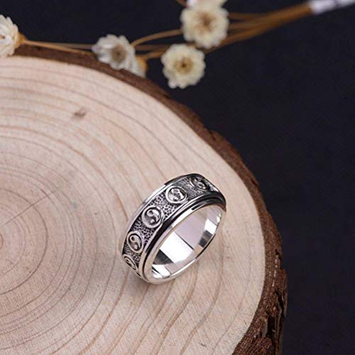 WOZUIMEI Chinesischer Stil Ringschmuck S925 Sterling Silber Ring Vintage Thai Silber Hochglanzpoliert Taiji Klatsch Drehring Taiji Klatsch Figur RingRing, 17.8 WOZUIMEI Chinesischer Stil Ringschmuck S925 Sterling Silber Ring Vintage Thai Silber Hochglanzpoliert Taiji Klatsch Drehring Taiji Klatsch Figur RingRing, 17.8 von WOZUIMEI