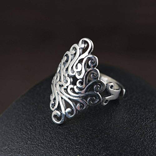 WOZUIMEI Chinesischer Stil Ringschmuck S925 Sterling Silber Ring Vintage Thai Silber Mode Verstellbarer Spaltring Weibliche Hohle Blume Zeigefinger Silber RingEinstellbare Öffnung WOZUIMEI Chinesischer Stil Ringschmuck S925 Sterling Silber Ring Vintage Thai Silber Mode Verstellbarer Spaltring Weibliche Hohle Blume Zeigefinger Silber RingEinstellbare Öffnung von WOZUIMEI