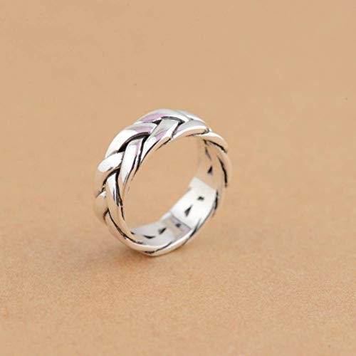 WOZUIMEI Chinesischer Stil Ringschmuck S925 Sterling Silber Ring Vintage Thai Silber Ring Männer und Frauen Glatt Gewebt Muster Paar RingRing, 17.2 WOZUIMEI Chinesischer Stil Ringschmuck S925 Sterling Silber Ring Vintage Thai Silber Ring Männer und Frauen Glatt Gewebt Muster Paar RingRing, 17.2 von WOZUIMEI