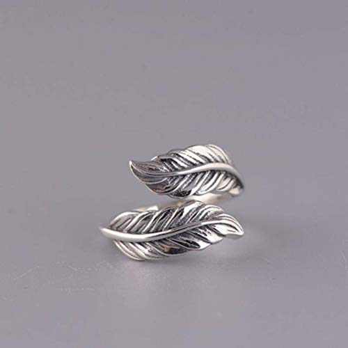 WOZUIMEI Chinesischer Stil Ringschmuck S925 Sterling Silber Ring Vintage Thai Silber Ring Weibliche Mode Feder Verstellbarer SpaltringRing WOZUIMEI Chinesischer Stil Ringschmuck S925 Sterling Silber Ring Vintage Thai Silber Ring Weibliche Mode Feder Verstellbarer SpaltringRing von WOZUIMEI