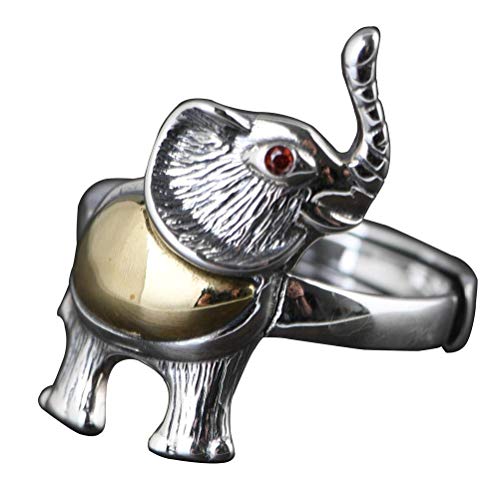 WOZUIMEI Chinesischer Stil Ringschmuck S925 Sterling Silber Ring Vintage Thai Silber Ring Weibliche Mode Glückverheißender Goldener Elefant Verstellbarer Geteilter SilberringElefant WOZUIMEI Chinesischer Stil Ringschmuck S925 Sterling Silber Ring Vintage Thai Silber Ring Weibliche Mode Glückverheißender Goldener Elefant Verstellbarer Geteilter SilberringElefant von WOZUIMEI