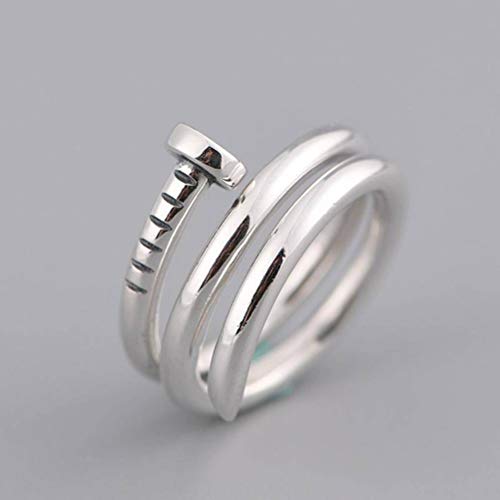 WOZUIMEI Chinesischer Stil Ringschmuck S925 Sterling Silber Ring Vintage Thai Silber Ring Weibliche Mode Silber Nagelform Verstellbarer SpaltringRing WOZUIMEI Chinesischer Stil Ringschmuck S925 Sterling Silber Ring Vintage Thai Silber Ring Weibliche Mode Silber Nagelform Verstellbarer SpaltringRing von WOZUIMEI