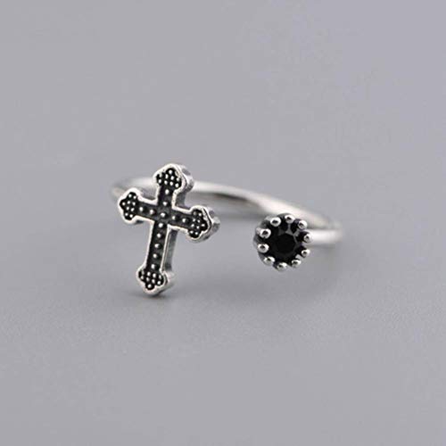 WOZUIMEI Chinesischer Stil Ringschmuck S925 Sterling Silber Ring Vintage Thai Silber Weibliche Mode Kreuz Verstellbarer Geteilter Zirkon Silber RingEinstellbare Öffnung WOZUIMEI Chinesischer Stil Ringschmuck S925 Sterling Silber Ring Vintage Thai Silber Weibliche Mode Kreuz Verstellbarer Geteilter Zirkon Silber RingEinstellbare Öffnung von WOZUIMEI